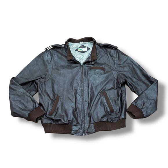 Vintage Members Only Men’s Size 52 (2XL) Brown Leather Full Zip Bomber Jacket - Picture 1 of 7